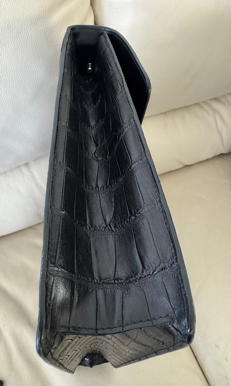 RARE A.Testoni Black Alligator Briefcase One of a Kind