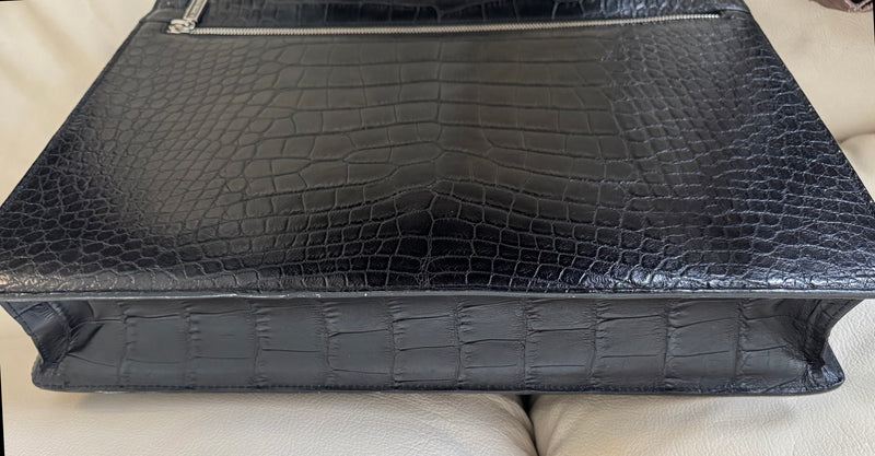 RARE A.Testoni Black Alligator Briefcase One of a Kind