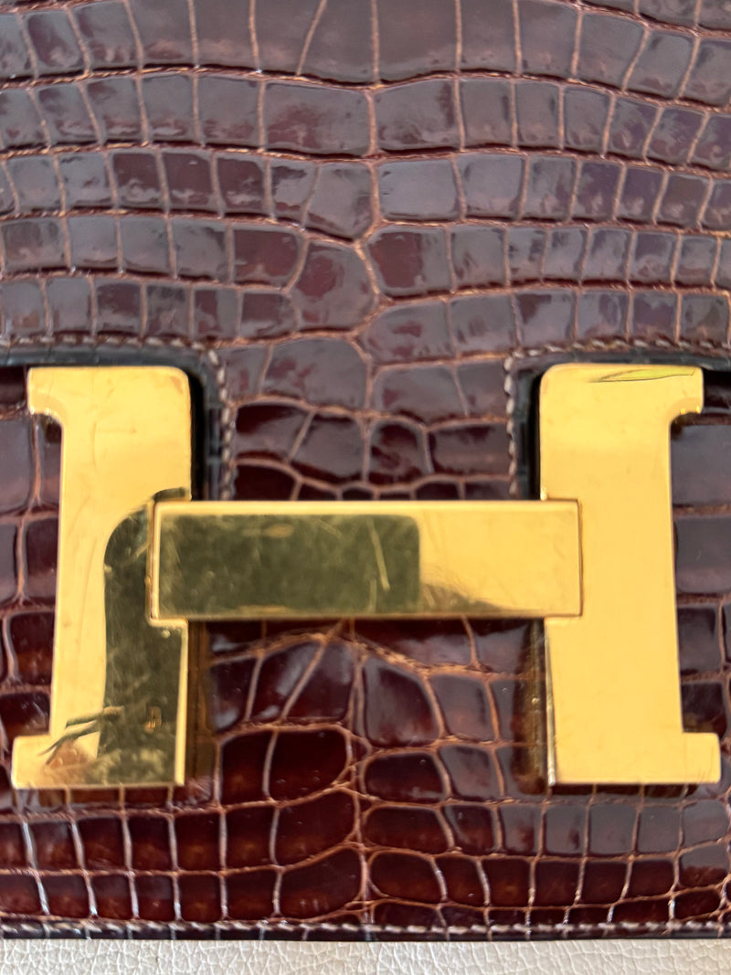 RARE Hermes Brown Alligator Constance Bag