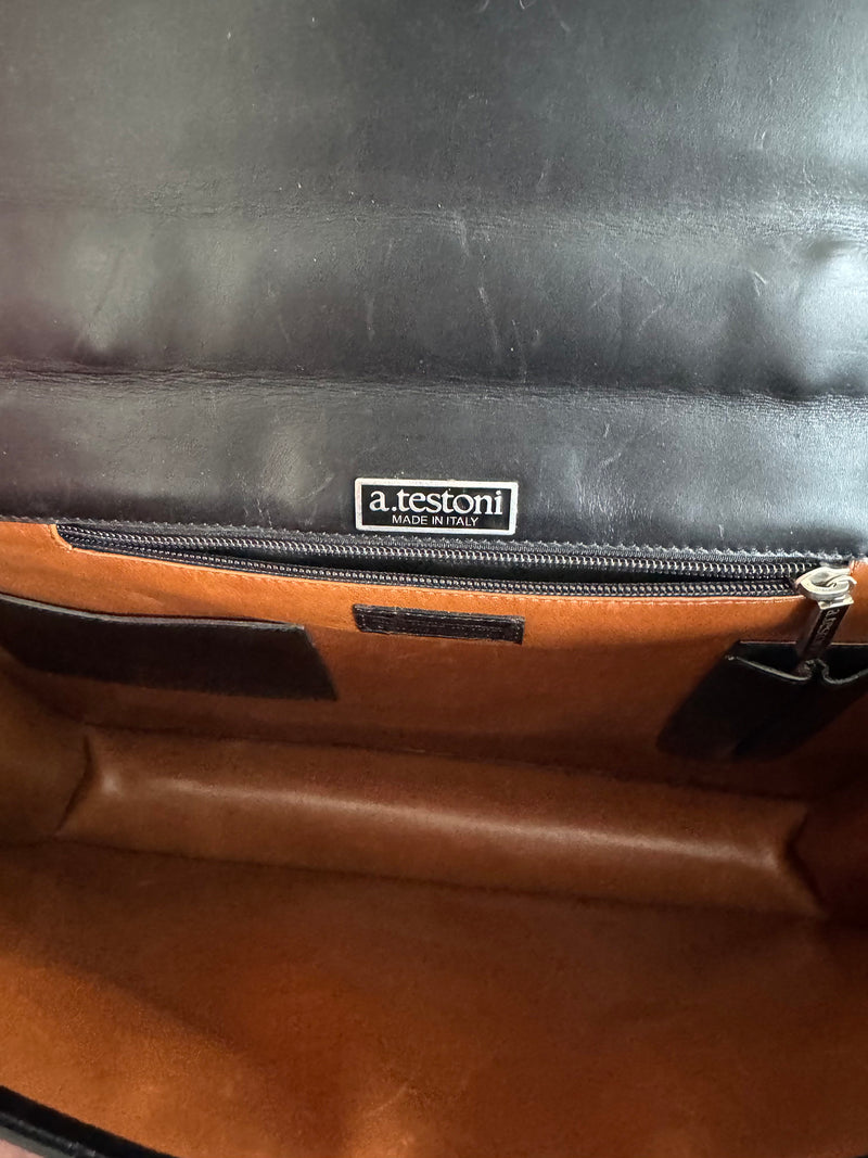 RARE A.Testoni Black Alligator Briefcase One of a Kind