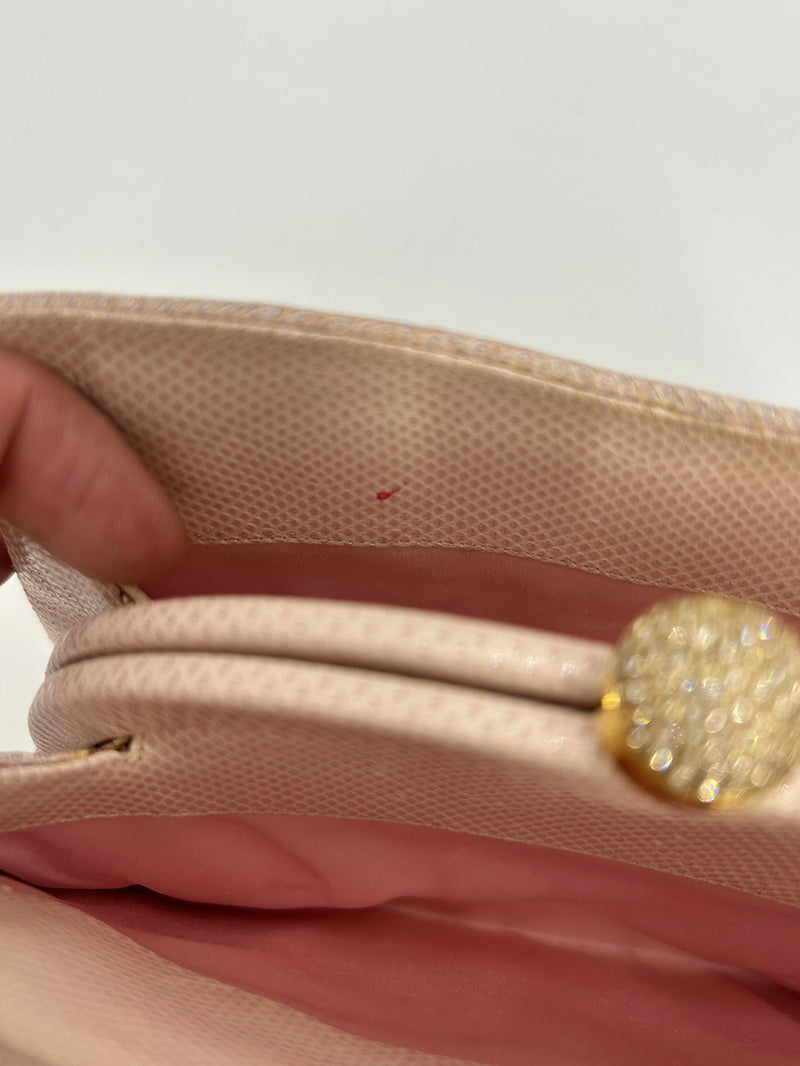 Judith Leiber Pink Lizard Crystal Strap Bag