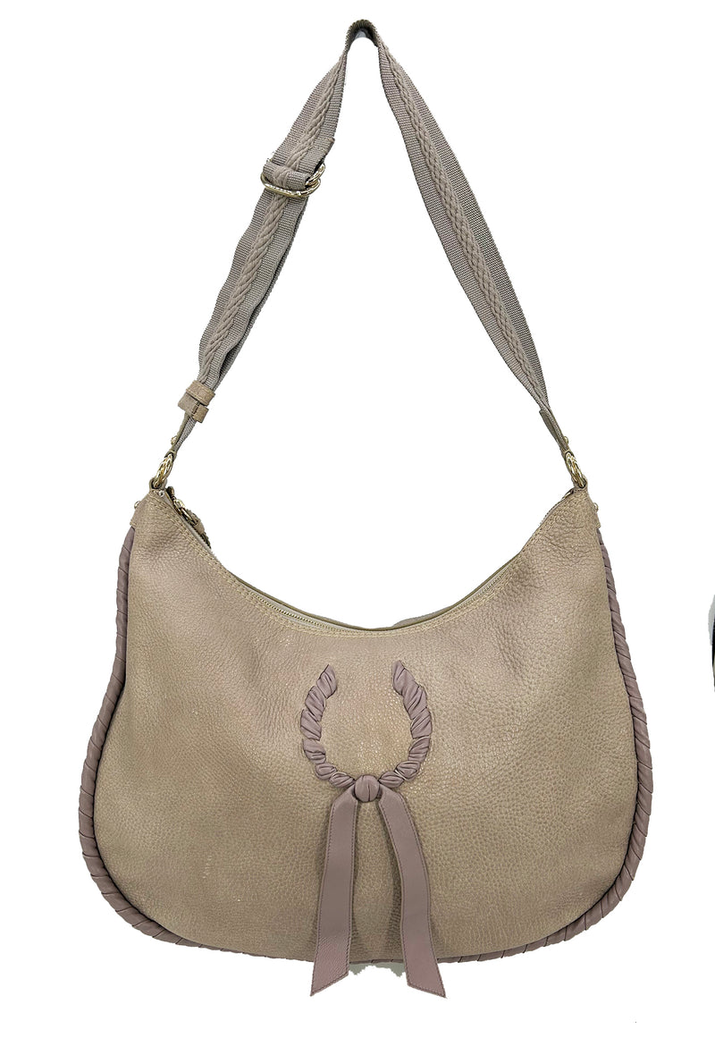 Nina Ricci Gray Leather Hobo Shoulder Bag