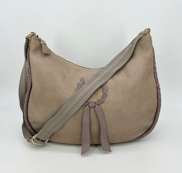 Nina Ricci Gray Leather Hobo Shoulder Bag