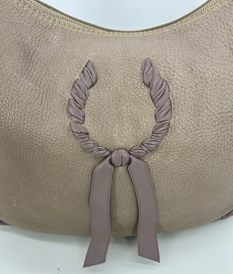 Nina Ricci Gray Leather Hobo Shoulder Bag