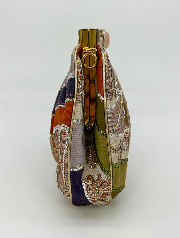 Judith Leiber Vintage Silk and Swarovski Crystal Multicolor Clutch