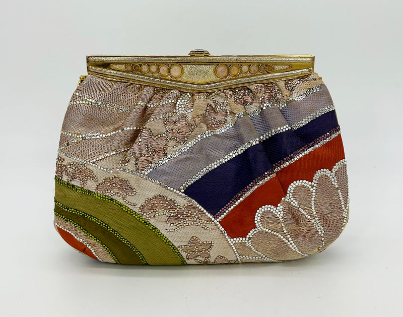 Judith Leiber Vintage Silk and Swarovski Crystal Multicolor Clutch