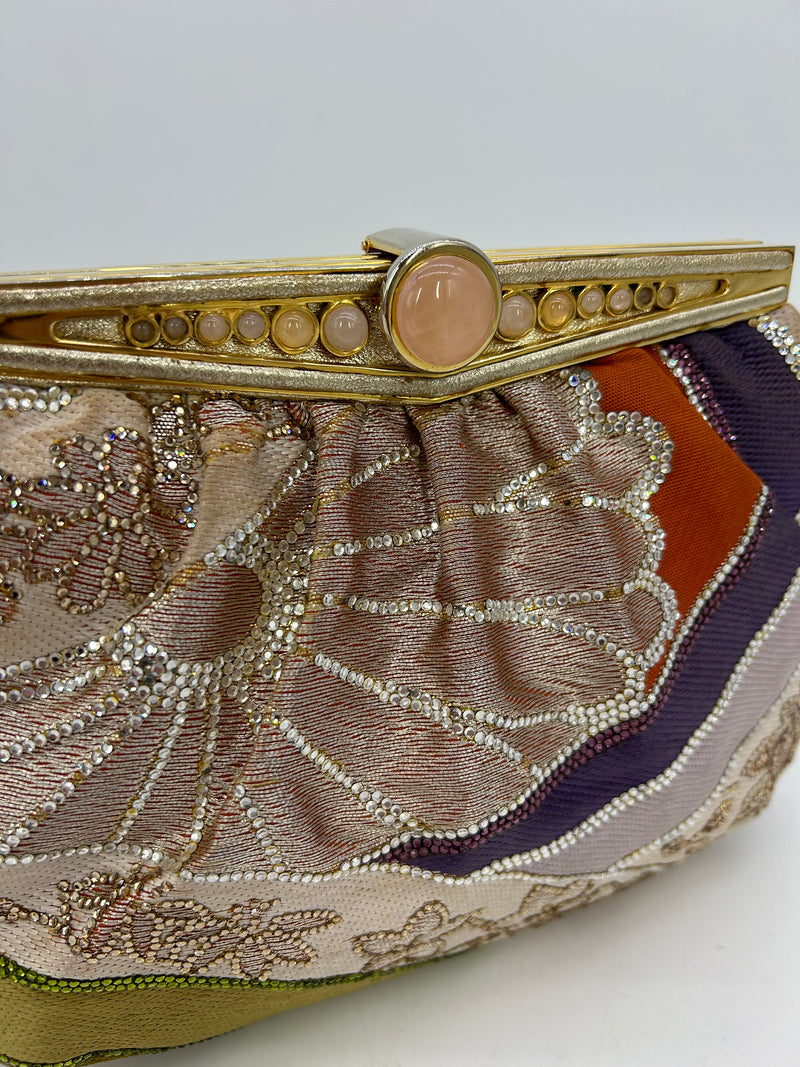 Judith Leiber Vintage Silk and Swarovski Crystal Multicolor Clutch