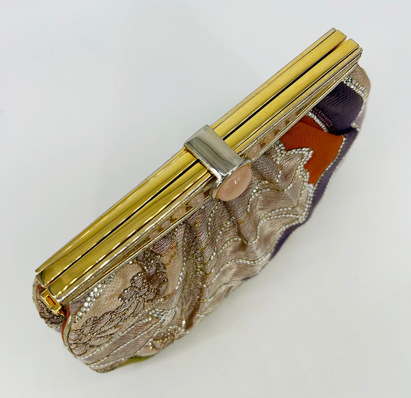 Judith Leiber Vintage Silk and Swarovski Crystal Multicolor Clutch