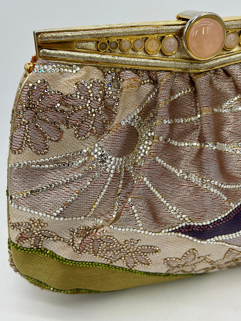 Judith Leiber Vintage Silk and Swarovski Crystal Multicolor Clutch