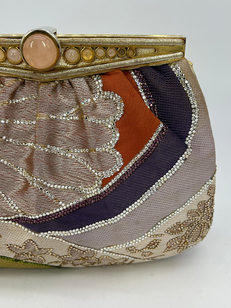 Judith Leiber Vintage Silk and Swarovski Crystal Multicolor Clutch