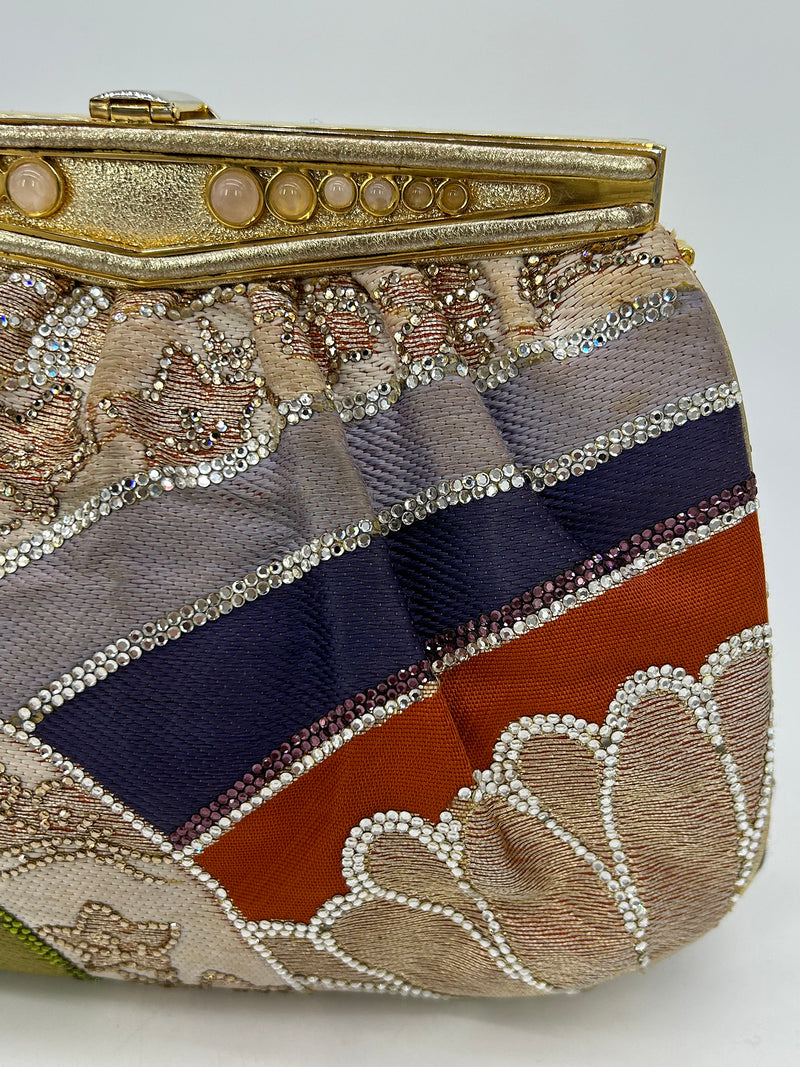Judith Leiber Vintage Silk and Swarovski Crystal Multicolor Clutch