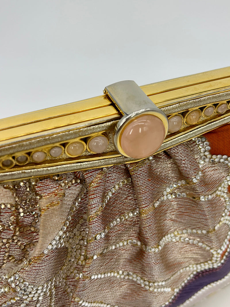 Judith Leiber Vintage Silk and Swarovski Crystal Multicolor Clutch