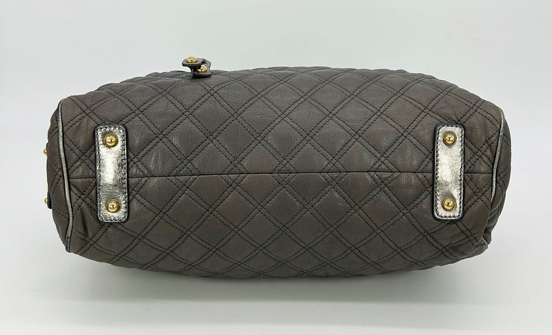 Marc Jacobs Gray Quilted Leather Gold Stam Bag