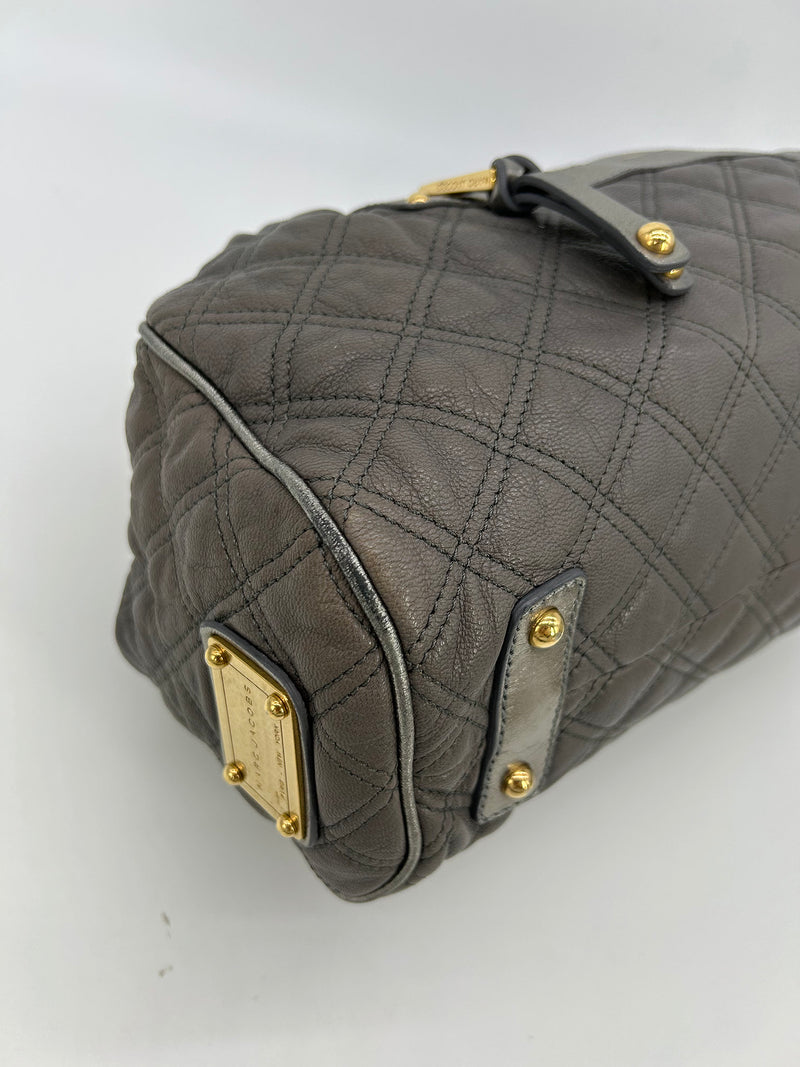 Marc Jacobs Gray Quilted Leather Gold Stam Bag