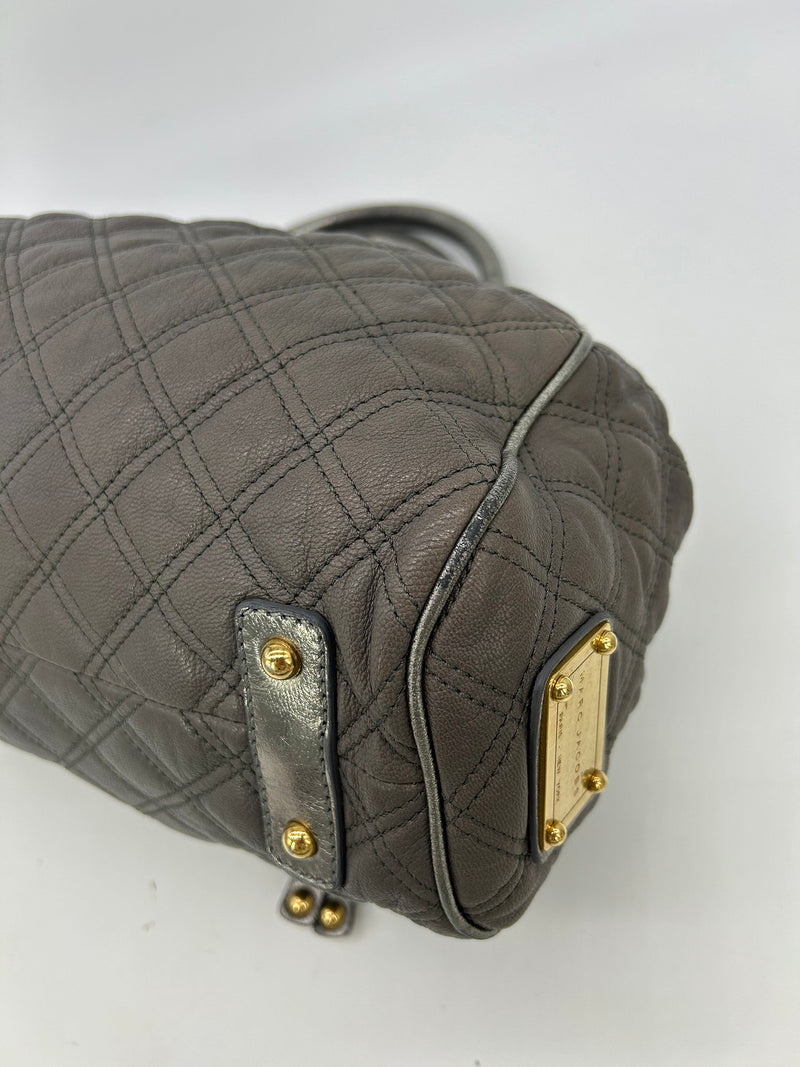 Marc Jacobs Gray Quilted Leather Gold Stam Bag