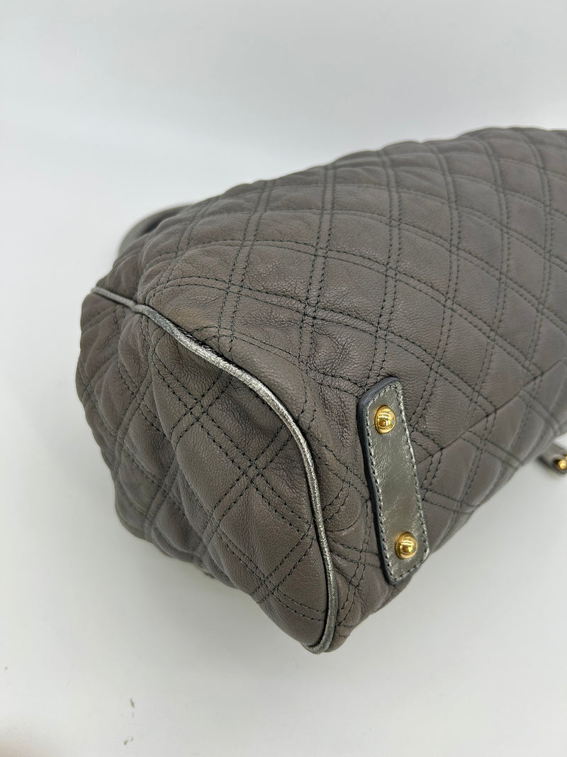 Marc Jacobs Gray Quilted Leather Gold Stam Bag