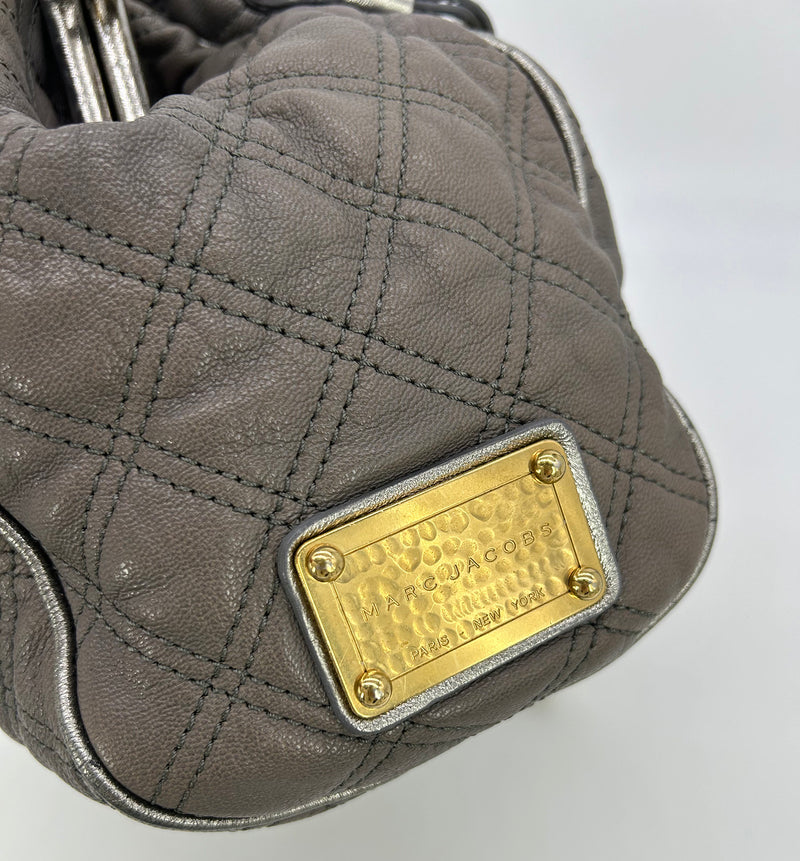 Marc Jacobs Gray Quilted Leather Gold Stam Bag