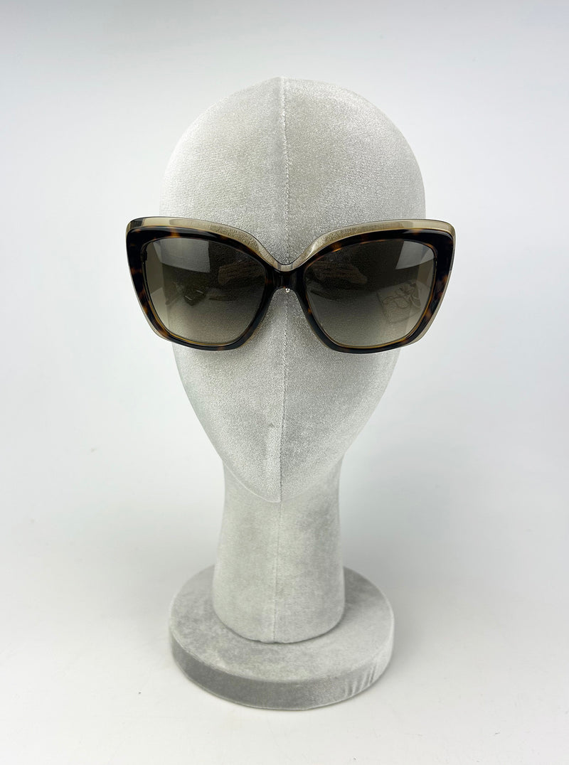 Emilio Pucci Vintage Tortoiseshell and Tan Oversize Cat Eye Sunglasses