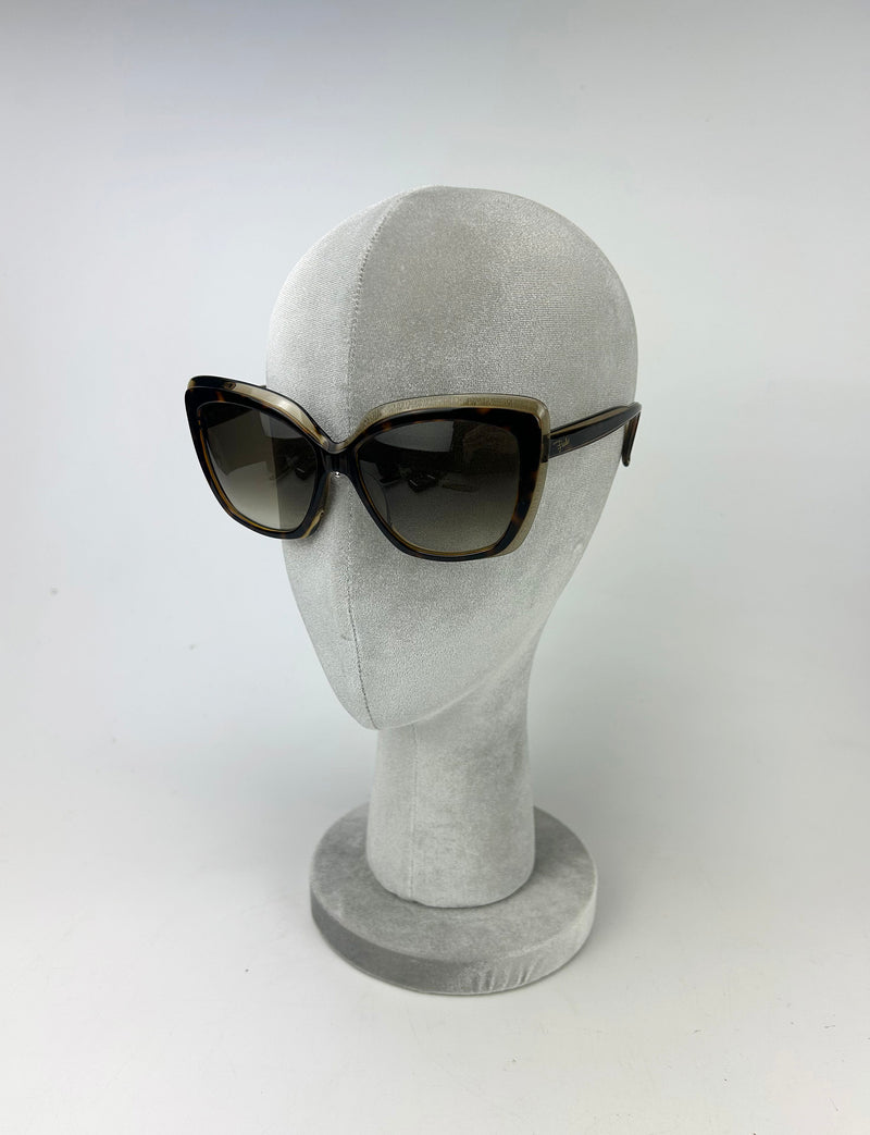 Emilio Pucci Vintage Tortoiseshell and Tan Oversize Cat Eye Sunglasses