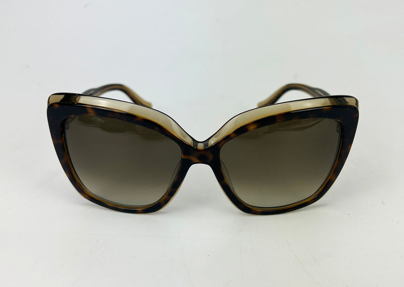 Emilio Pucci Vintage Tortoiseshell and Tan Oversize Cat Eye Sunglasses