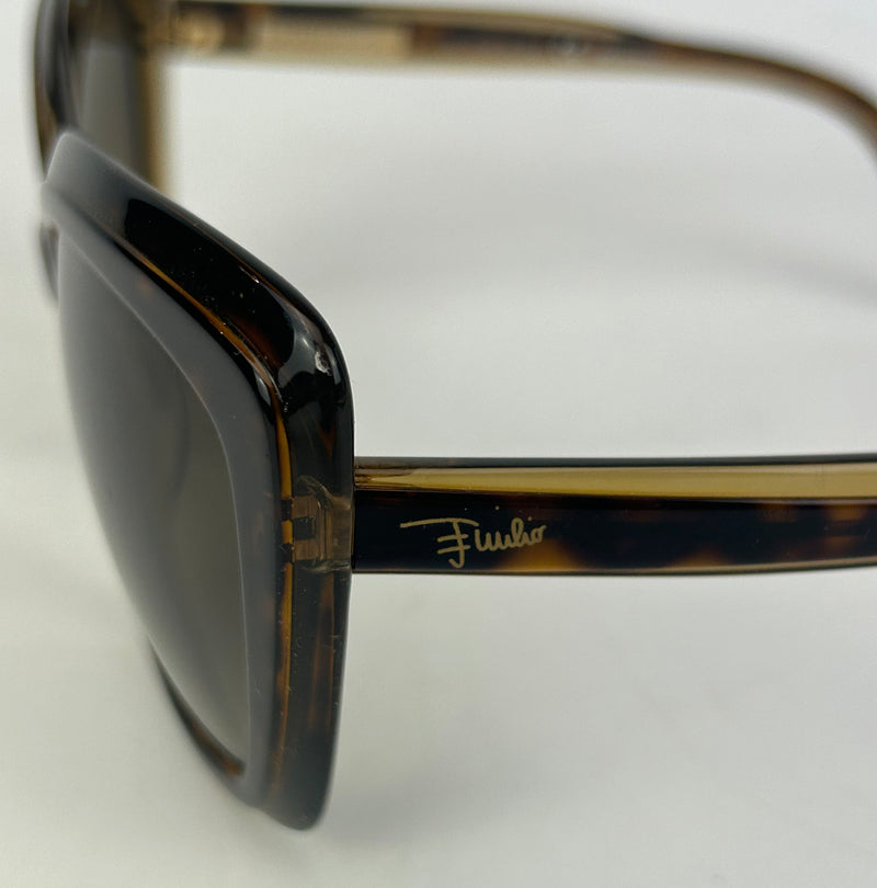 Emilio Pucci Vintage Tortoiseshell and Tan Oversize Cat Eye Sunglasses