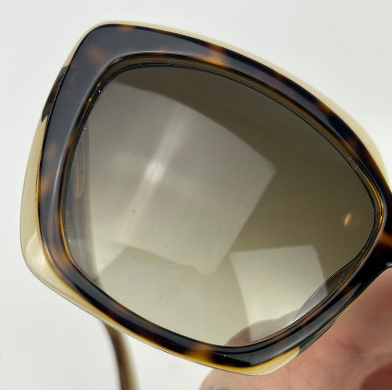 Emilio Pucci Vintage Tortoiseshell and Tan Oversize Cat Eye Sunglasses