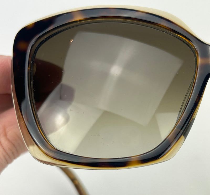 Emilio Pucci Vintage Tortoiseshell and Tan Oversize Cat Eye Sunglasses