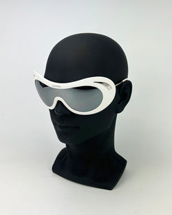 RARE Chanel Vintage Ski Sunglasses White Oversize Frame Mirror Lens c2000s