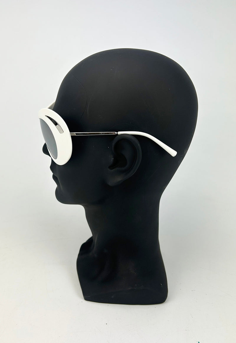 RARE Chanel Vintage Ski Sunglasses White Oversize Frame Mirror Lens c2000s