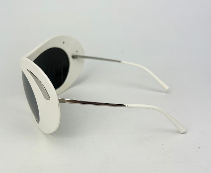 RARE Chanel Vintage Ski Sunglasses White Oversize Frame Mirror Lens c2000s