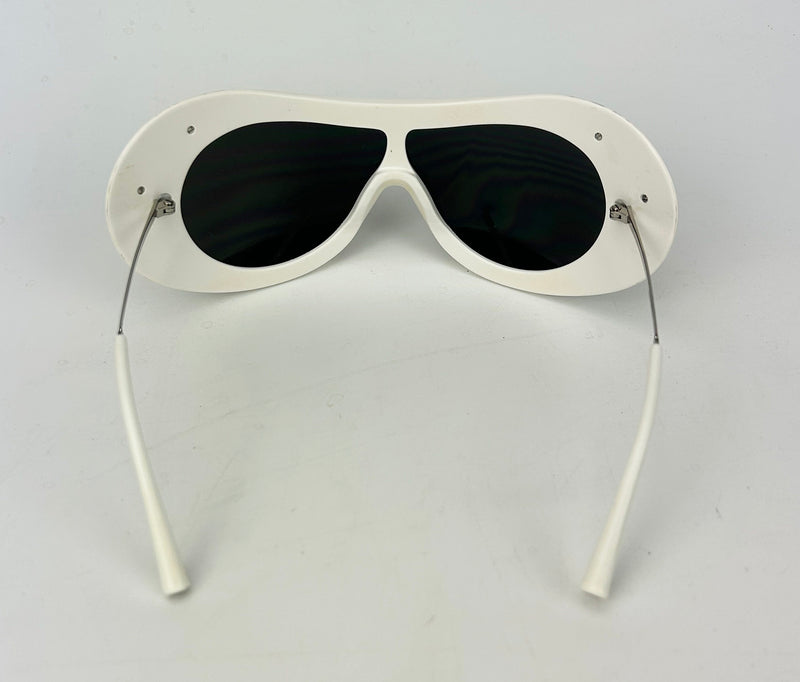 RARE Chanel Vintage Ski Sunglasses White Oversize Frame Mirror Lens c2000s