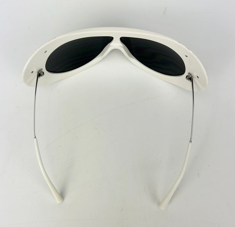 RARE Chanel Vintage Ski Sunglasses White Oversize Frame Mirror Lens c2000s