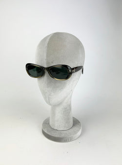 Vintage Versace Olive Green Oval Frame Sunglasses c1990s