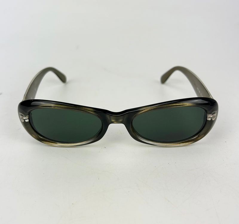 Vintage Versace Olive Green Oval Frame Sunglasses c1990s