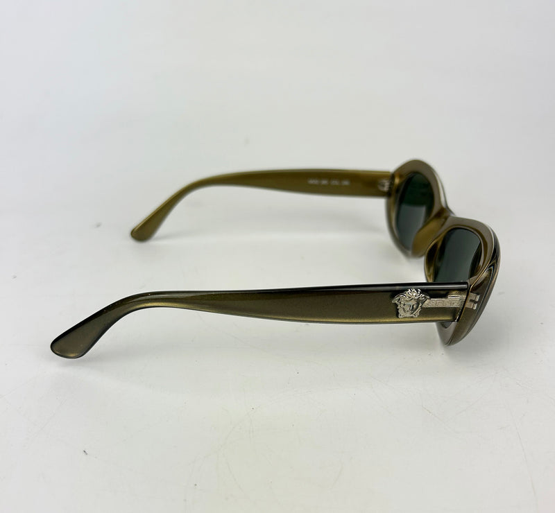 Vintage Versace Olive Green Oval Frame Sunglasses c1990s