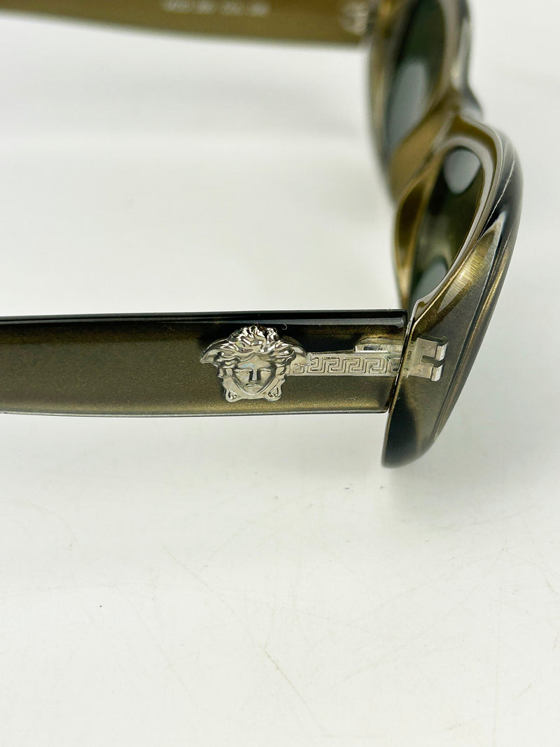 Vintage Versace Olive Green Oval Frame Sunglasses c1990s