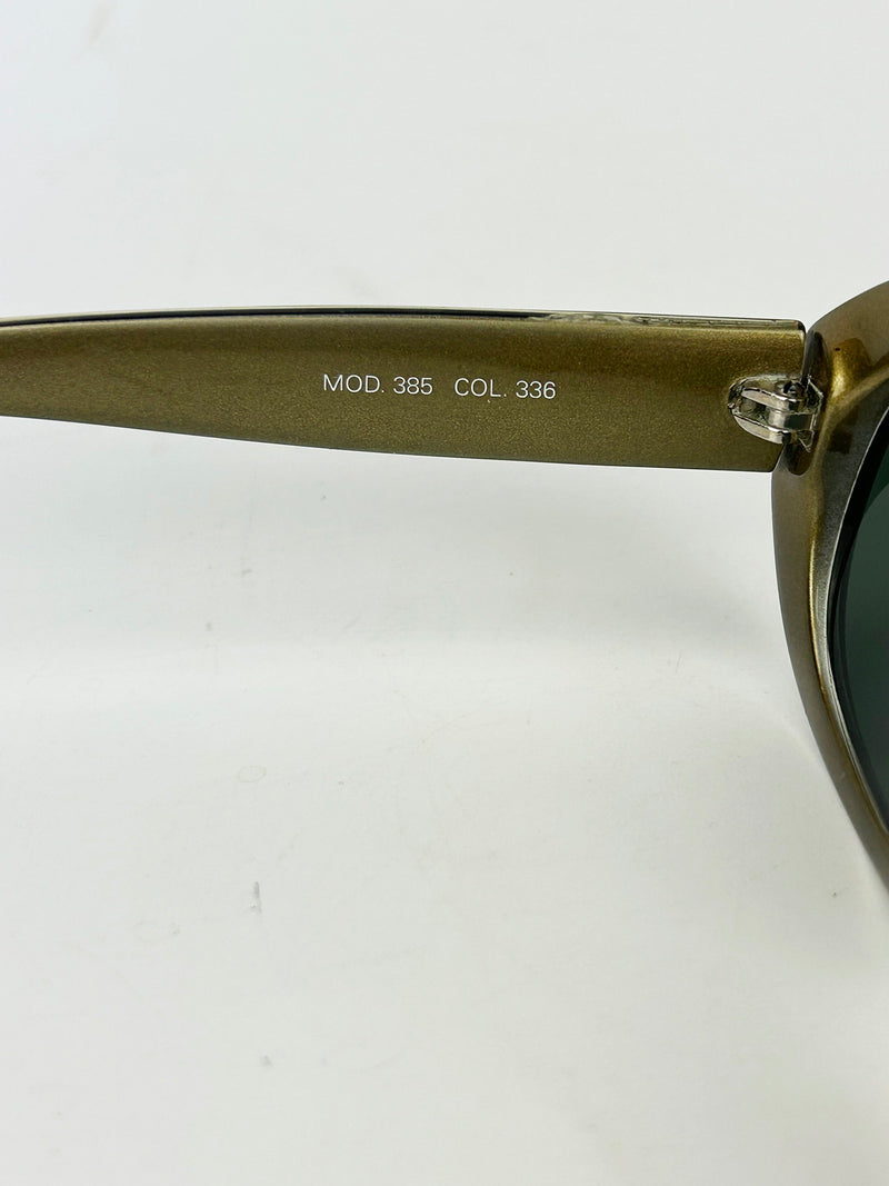 Vintage Versace Olive Green Oval Frame Sunglasses c1990s
