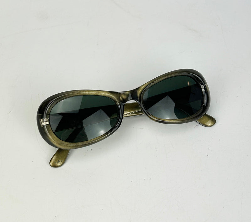 Vintage Versace Olive Green Oval Frame Sunglasses c1990s
