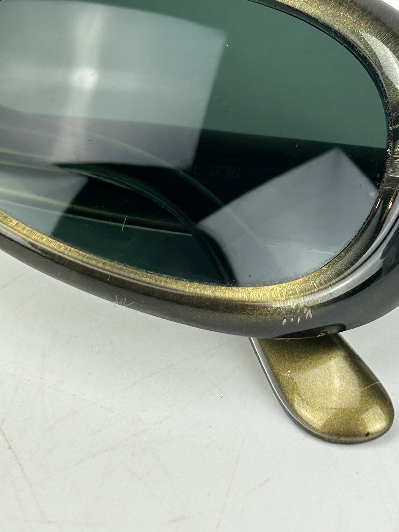 Vintage Versace Olive Green Oval Frame Sunglasses c1990s