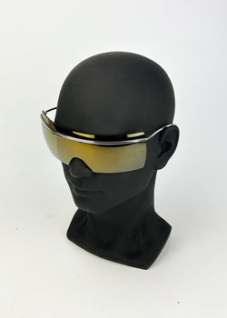 Chanel Vintage Oversize Gold Mirror Ski Sunglasses c2000s
