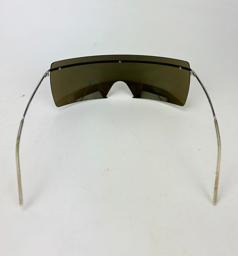 Chanel Vintage Oversize Gold Mirror Ski Sunglasses c2000s
