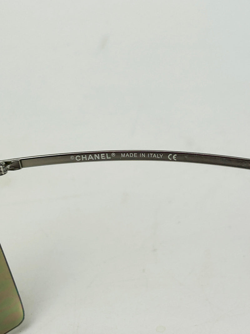 Chanel Vintage Oversize Gold Mirror Ski Sunglasses c2000s