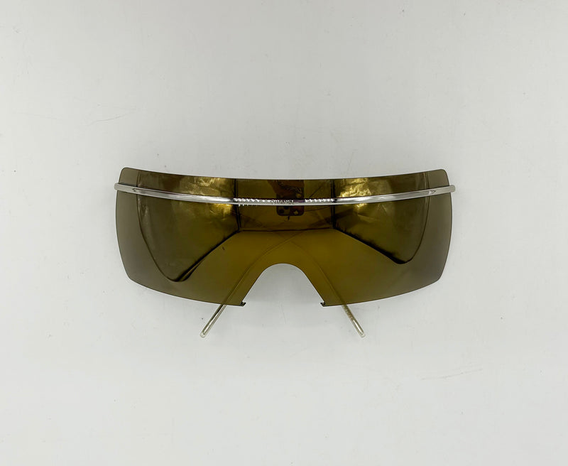 Chanel Vintage Oversize Gold Mirror Ski Sunglasses c2000s