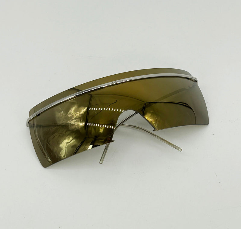 Chanel Vintage Oversize Gold Mirror Ski Sunglasses c2000s