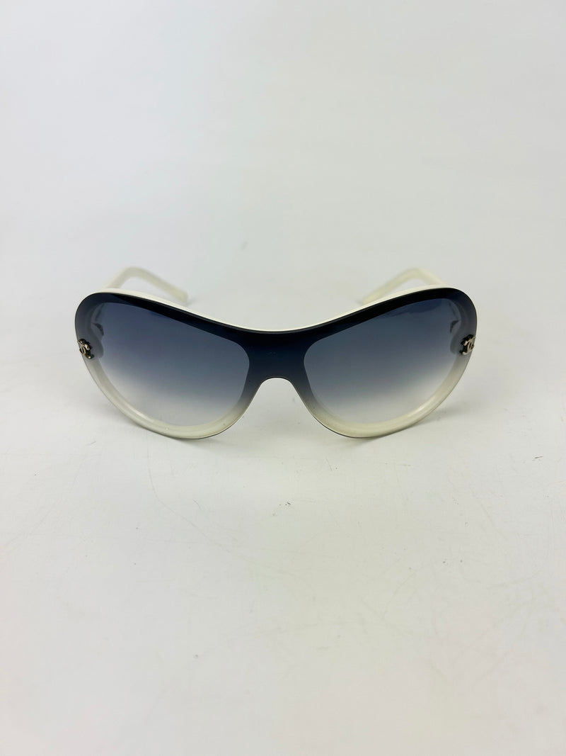 Chanel Vintage Blue Gray Gradient Lens Aviator Sunglasses c2000s