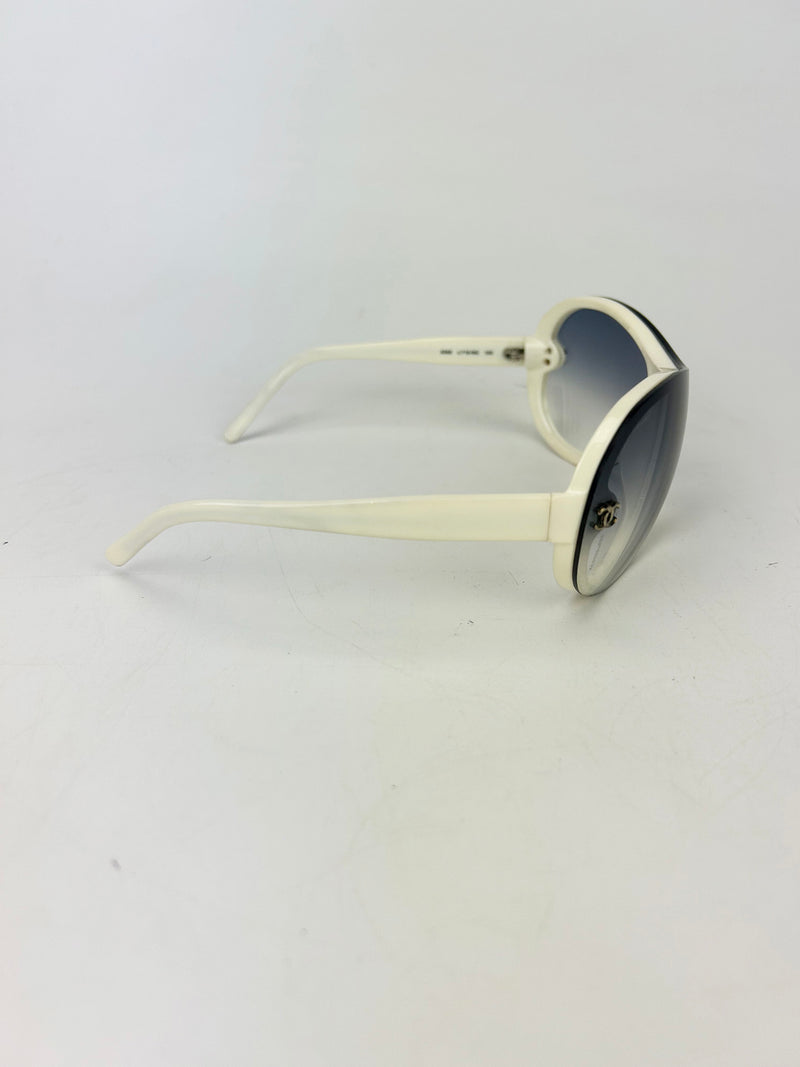 Chanel Vintage Blue Gray Gradient Lens Aviator Sunglasses c2000s