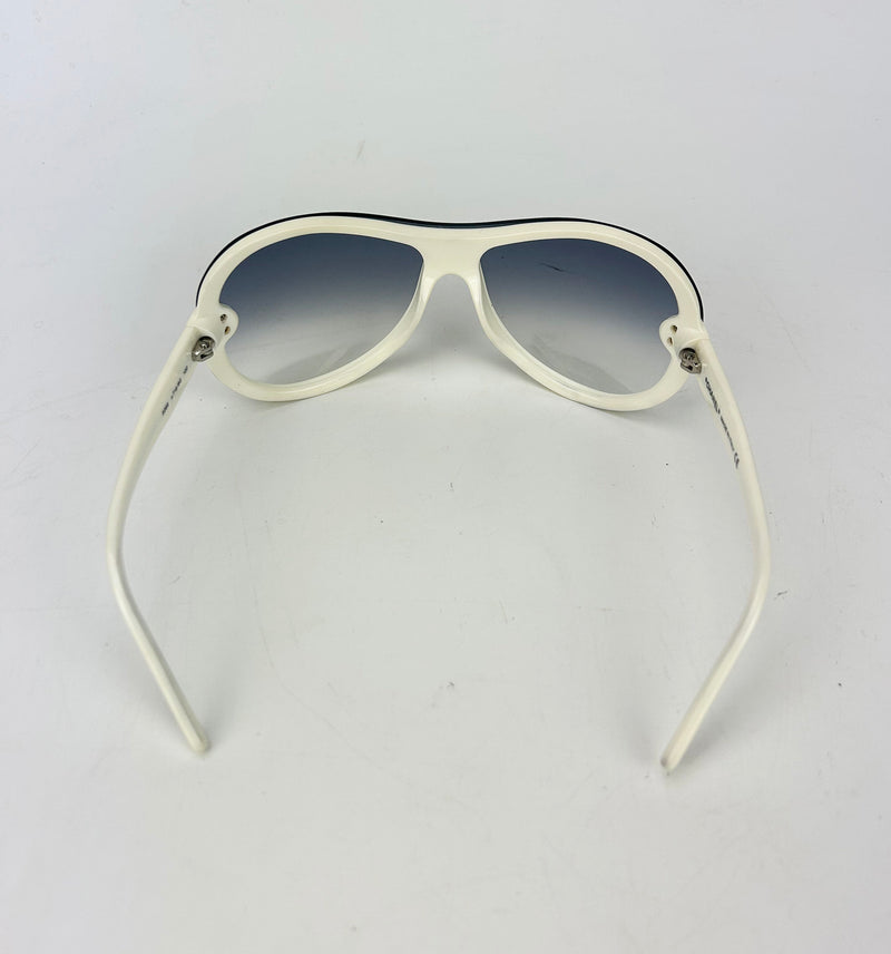Chanel Vintage Blue Gray Gradient Lens Aviator Sunglasses c2000s