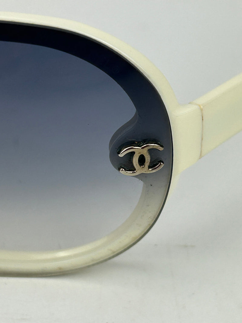 Chanel Vintage Blue Gray Gradient Lens Aviator Sunglasses c2000s