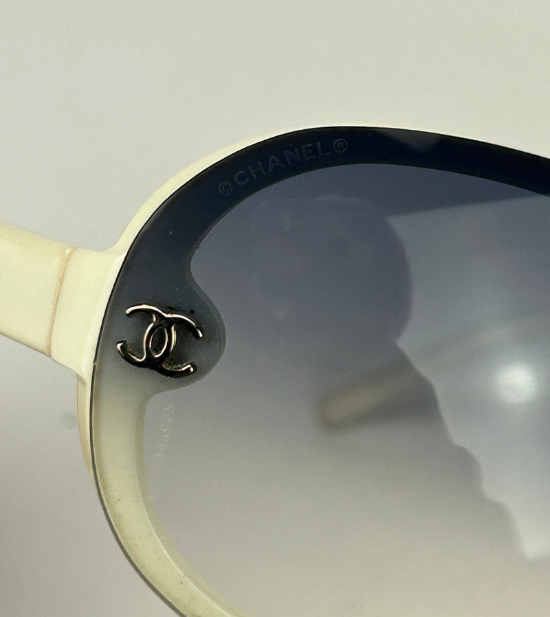 Chanel Vintage Blue Gray Gradient Lens Aviator Sunglasses c2000s