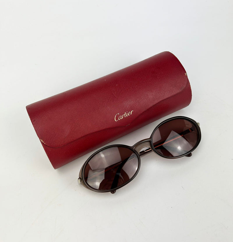 Cartier Aspen Vintage Brown Oval Lens Sunglasses c1990s